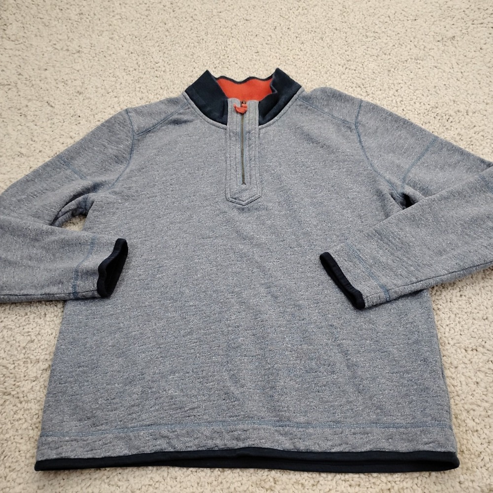 Carbon 2 Cobalt Sweater Mens Medium Blue Gray 1/4 Zip Golf Cotton Preppy Outdoor
